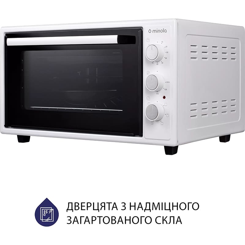 Електропіч MINOLA FOET 4815 WH Максимальна температура нагріву 280