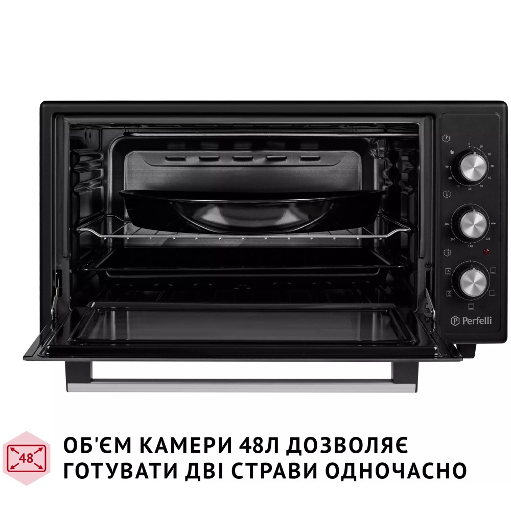 Электропечь PERFELLI TRIMO 48 BLACK Объем 48
