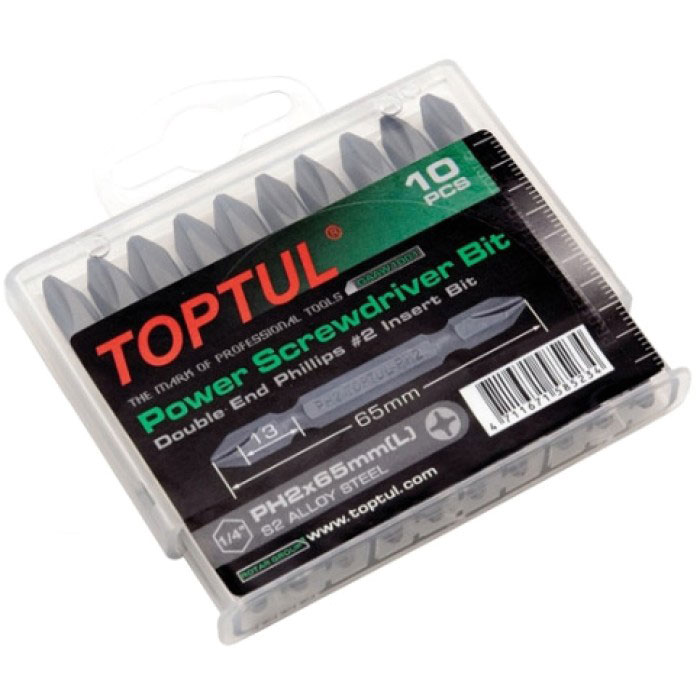 

Набор бит TOPTUL 1/4" PH2х65мм двухсторонние 10шт. (GAAW1001), Набор бит 1/4" PH2х65мм двухсторонних 10шт.