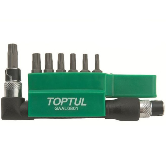 

Набор бит TOPTUL 1/4" T10H-T40H 8ед. (GAAL0801), Набор бит 1/4" TORX T10H-T40H + Гобр.перех. 8ед.