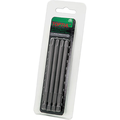 

Набор бит TOPTUL 1/4" 100 мм PH2 4 пр (FSIB0802G), Набір бит 1/4" 100мм PH2 4шт на блістері FSIB0802G