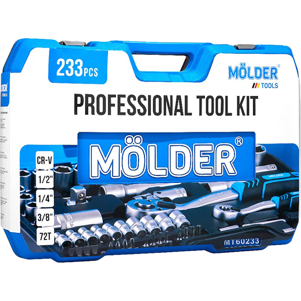 Набор инструментов Molder 1/2", 1/4", 3/8" 72Т, CR-V 233 единицы (MT60233) Инструменты в наборе биты