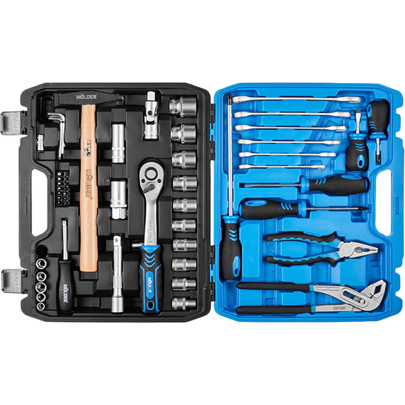 Набор инструментов Molder 1/2", 1/4" 72Т, CR-V 56 единиц (MT61056) Материал инструментов Хром-ванадиевая сталь