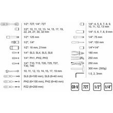 Набор инструментов Molder 1/2", 1/4" 72 T, CR-V 72 единицы (MT61072)