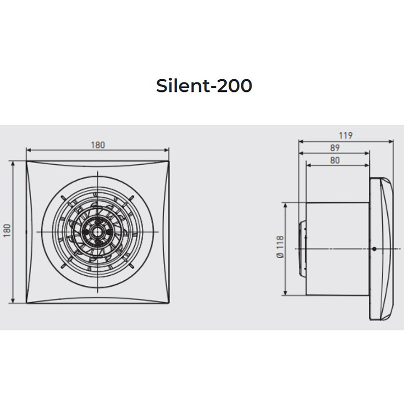 Витяжний вентилятор SOLER&PALAU SILENT-200 CZ Особливості зворотний клапан, світловий індикатор, ступінь захисту IP45