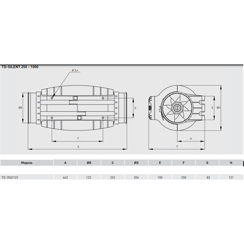 Внешний вид Вытяжной вентилятор SOLER&PALAU TD-350/125 SILENT