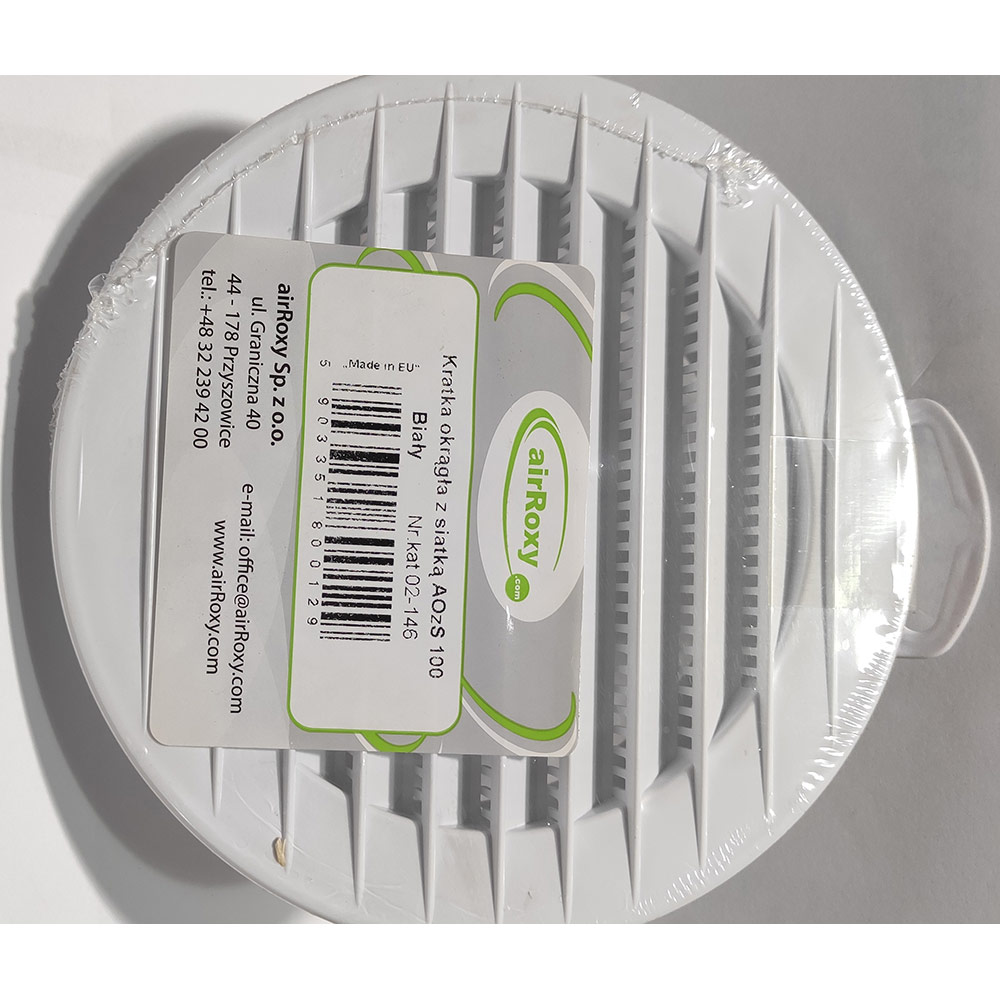 Вентиляційна решітка AIRROXY AOzS 100 White (02-146) Розміри 100 x 100