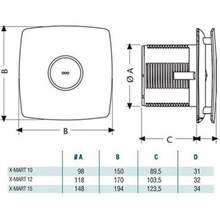Вытяжной вентилятор CATA X-MART 10 INOX H