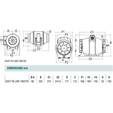 Витяжної канальний вентилятор CATA ASP DE CONDUCTO DUCT IN-LINE 100/270