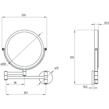 Зеркало косметическое DEANTE Round ADR_0811 на подвижном креплении двухстороннее хром (5908212090206)