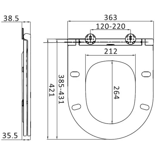 Сидіння для унітазу AM.PM C707857WH Spirit V2.0 (C707857WH) Розміри 36.6 х 38.5 х 42.1