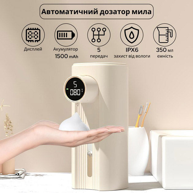 Дозатор для мыла INSPIRE MYX-W5 Warm White Размеры 8 х 18.4 