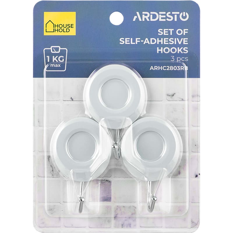 Фото 3 Набор крючков настенных ARDESTO 3 шт Grey (ARHC2803RB)