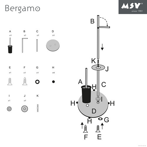 Держатель для туалетной бумаги + ершик SPIRELLA BERGAMO Gray (141363) Размеры 66 х 22 