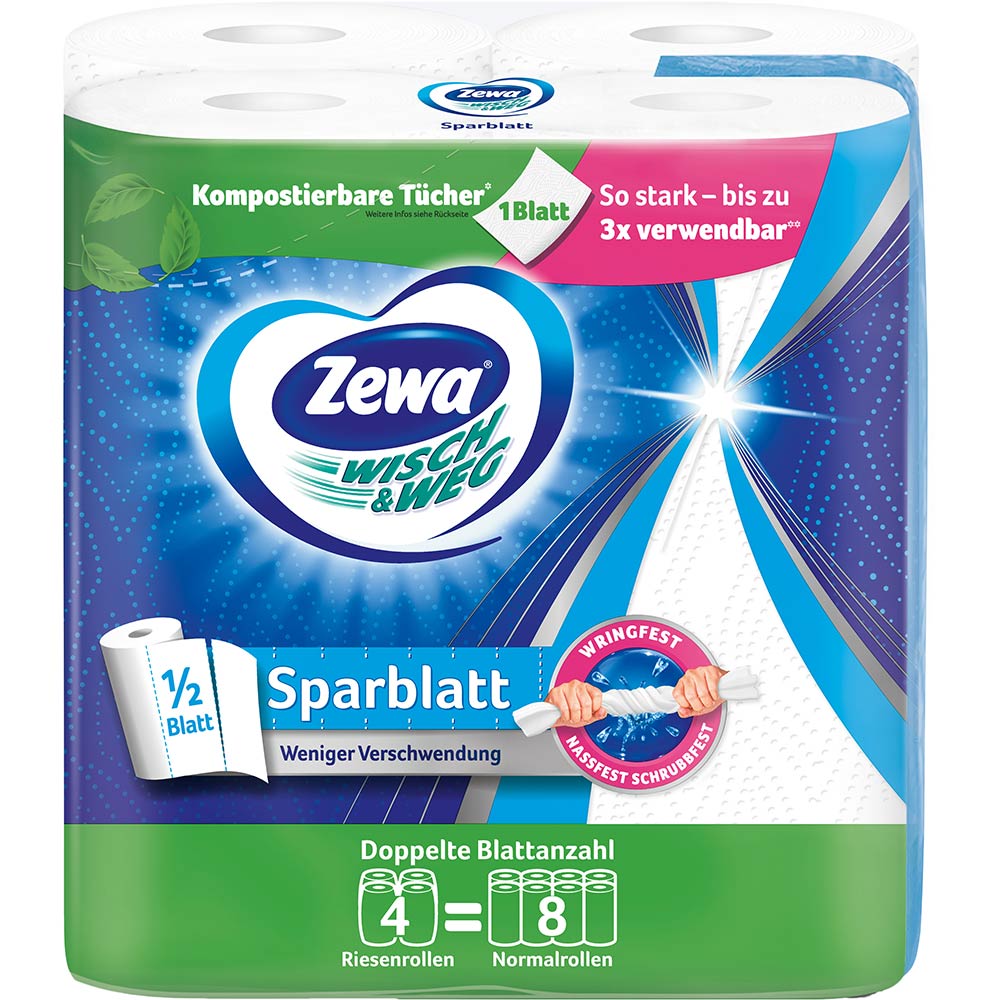 Бумажные полотенца Zewa Wisch Weg 2 слоя 4 рулона (7322541210841) Тип бумажные полотенца