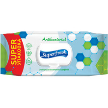 Вологі серветки Superfresh Antibacterial із клапаном 120 шт. (4823071642285)