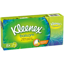 Салфетки косметические Kleenex Balsam трехслойные 8 пачек по 10 шт. (5029053002033)
