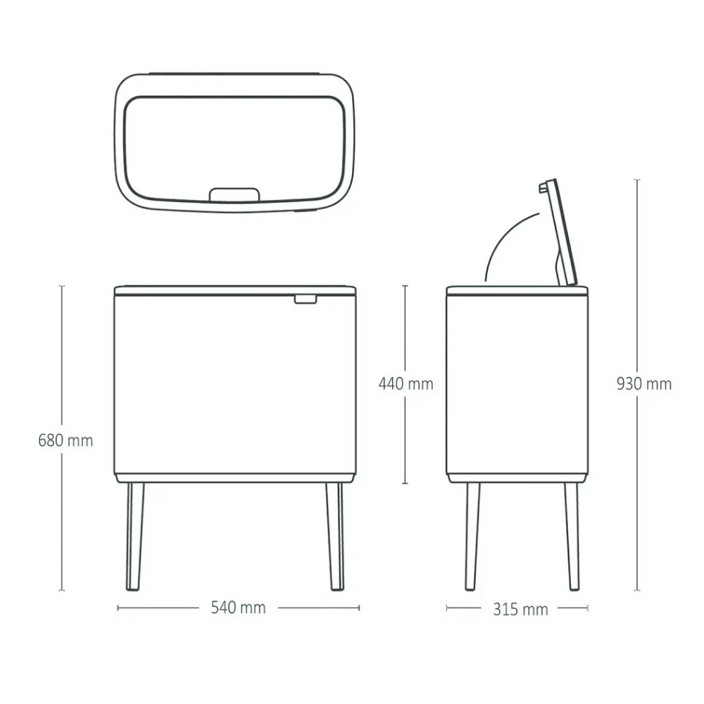Изображение Бак для мусора BRABANTIA Bo Touch Bin 11+23 л White (313547)