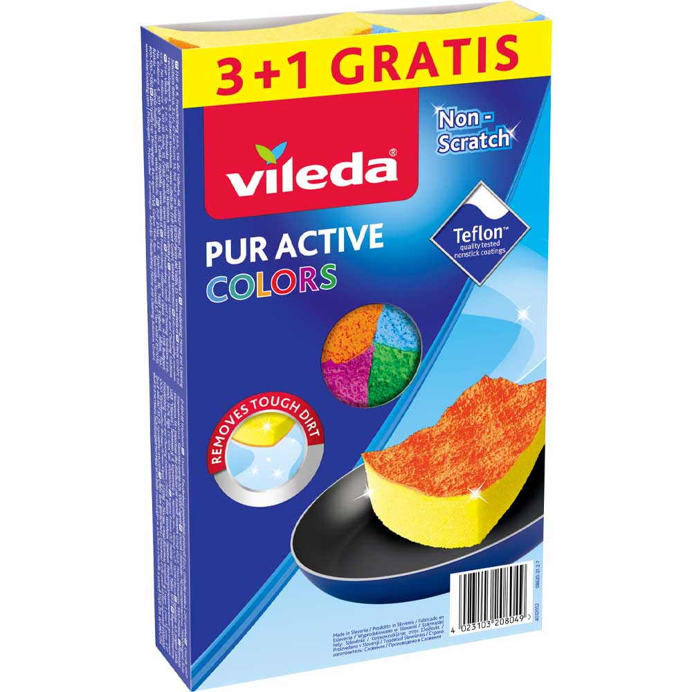 Губки кухонные VILEDA Pur Active Colors 4 шт (4023103208049)