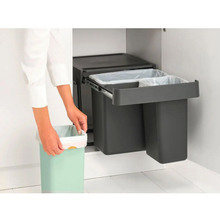 Контейнер для мусора Brabantia Sort&Go 10 л + 10 л + 20 л 3 шт. Dark Grey / Green (232541)