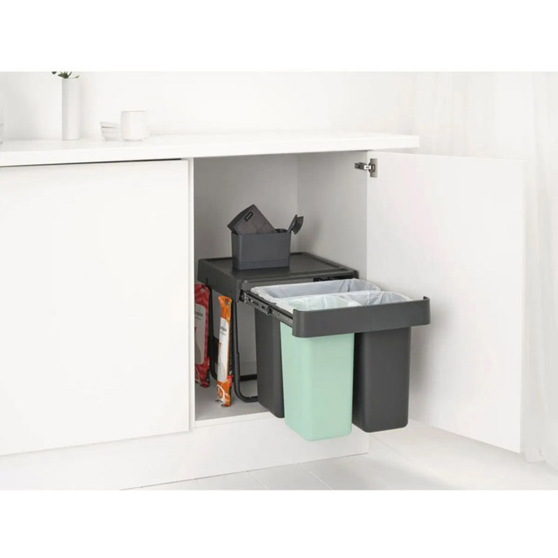 Фото Контейнер для сміття Brabantia Sort&Go 10 л+10 л+20 л 3 шт. Dark Grey / Green (232541)