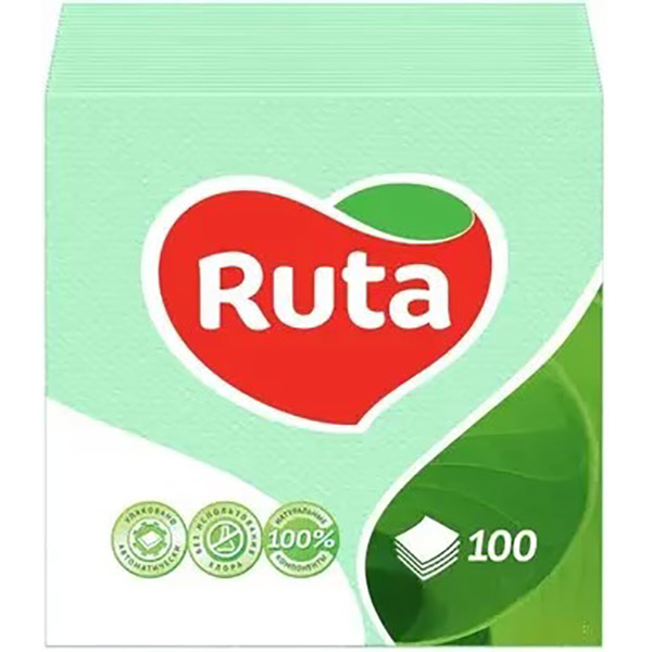 Серветки столові RUTA 24х24 100 шт Green (4820023740518) Тип серветки