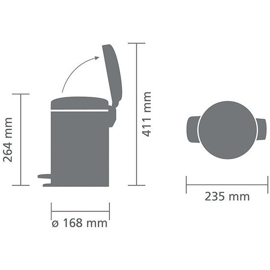 Бак для сміття BRABANTIA Pedal Bin 3 л (113321) Матеріал метал