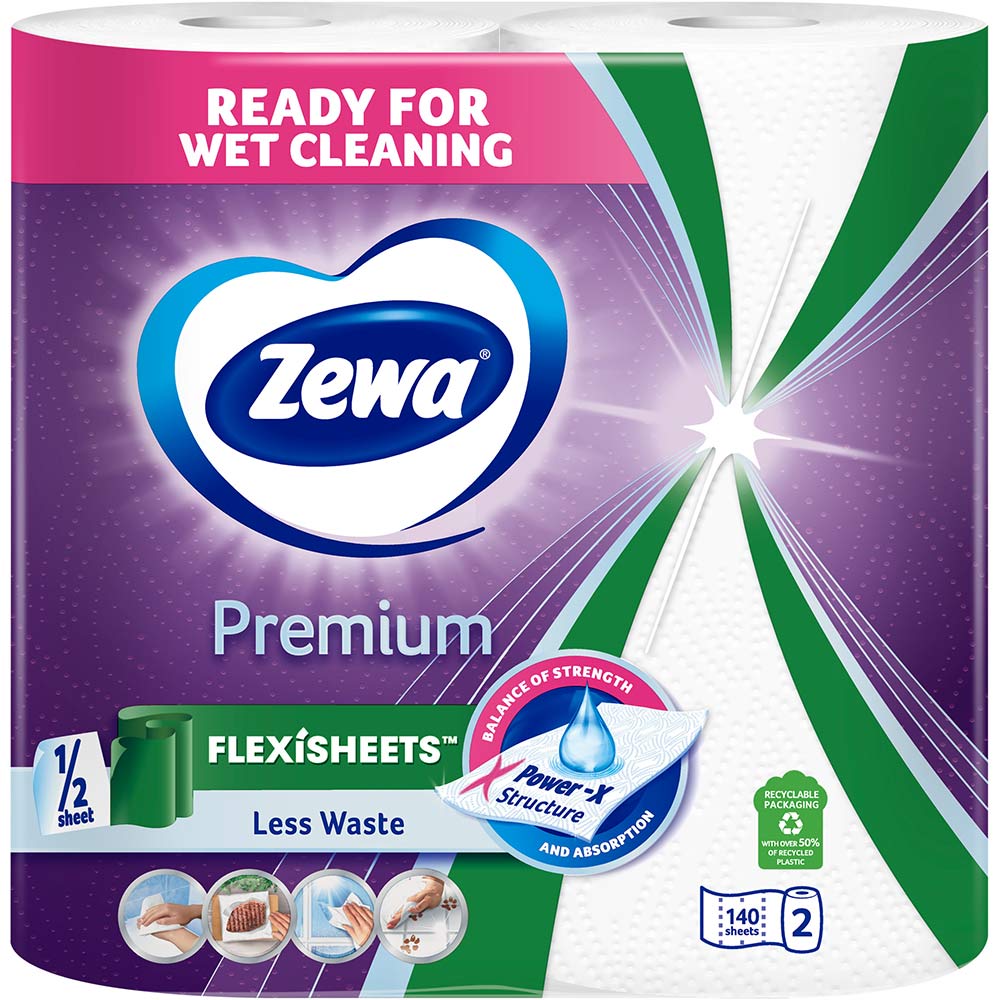 Паперові рушники ZEWA Premium Flexisheets Halfsheet 2 шари 2 шт. (7322541192864) Тип паперові рушники