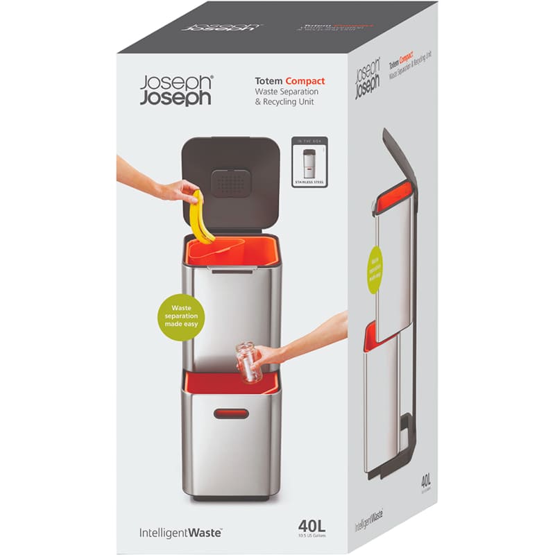 Контейнер для мусора JOSEPH JOSEPH Totem Compact 40 л Silver (30063) Объем 40