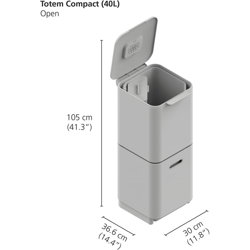Фото Контейнер для мусора JOSEPH JOSEPH Totem Compact 40 л Silver (30063)