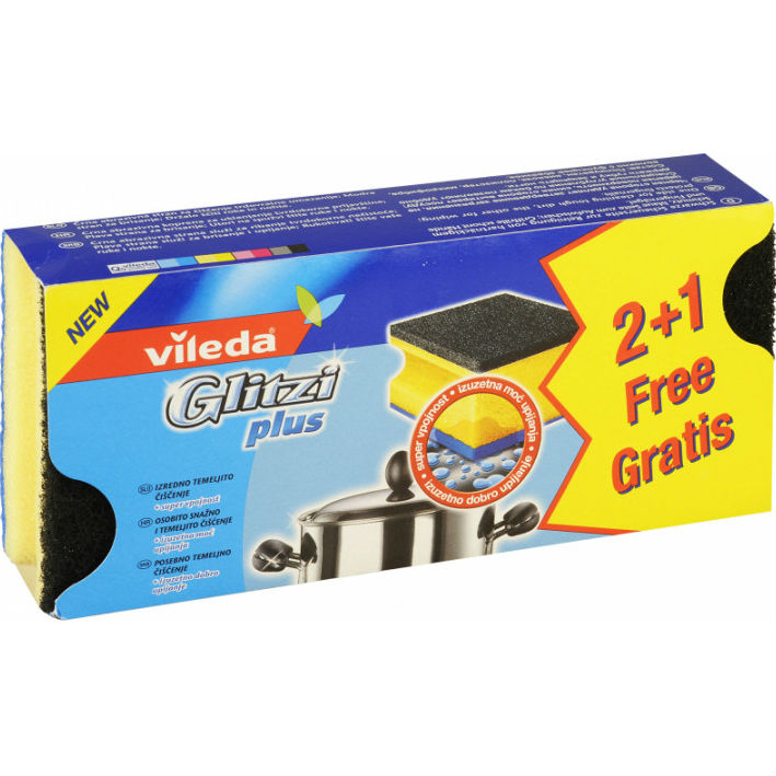 

Губка кухонная VILEDA Glitzi plus, 2+1 шт (4023103096912), Губка д/каструль Glitzi plus, 2+1 шт