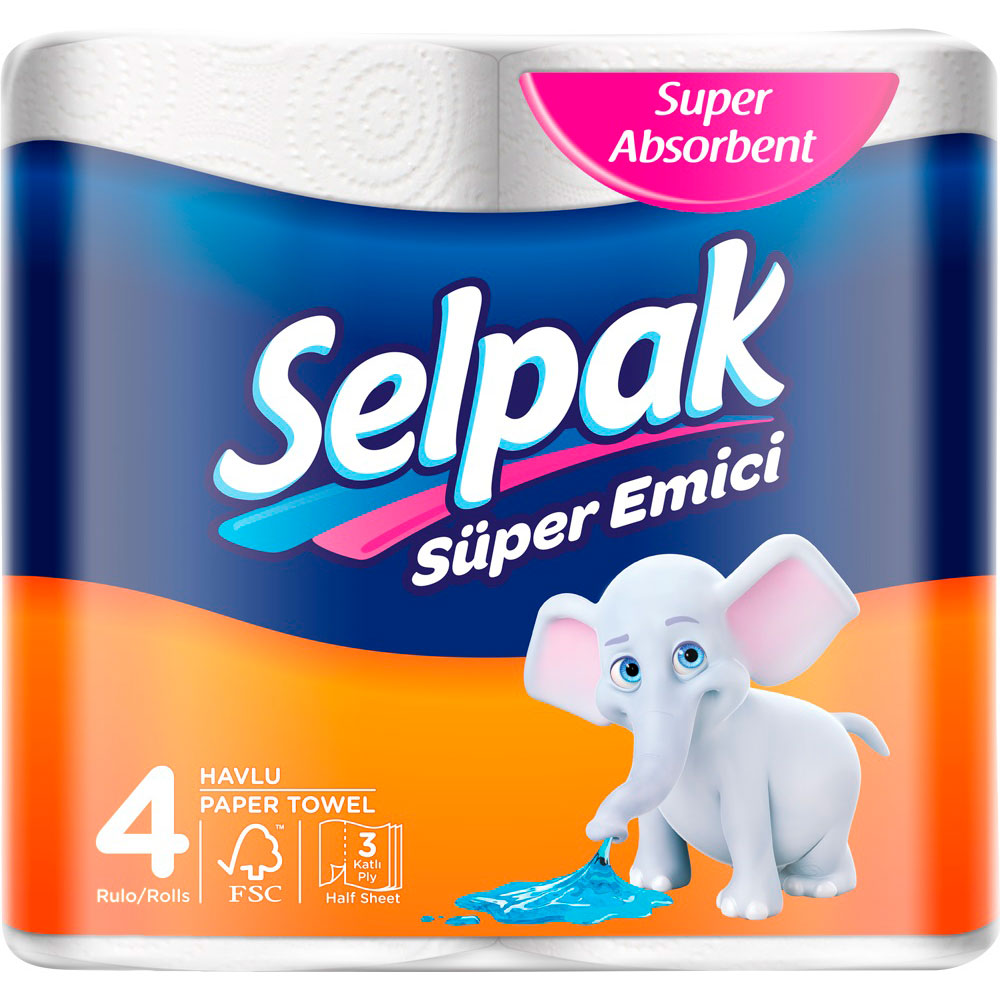 

Бумажные полотенца SELPAK 4 шт (8690530015012), Рушник кухонний 4шт