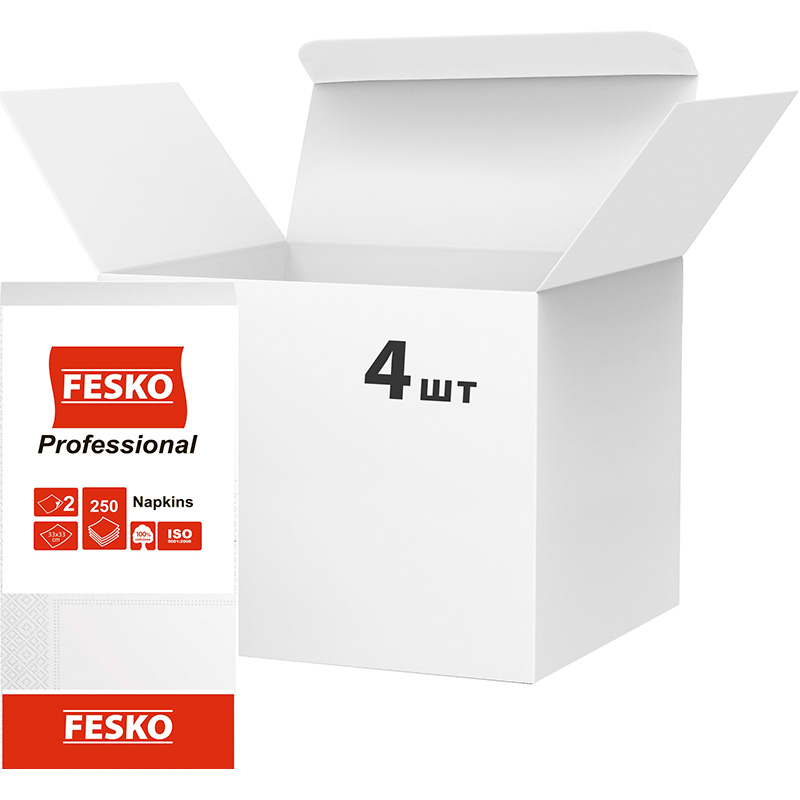 Серветки RUTA Fesko Prof 33х33 см 4х250 шт White (4820023742321)