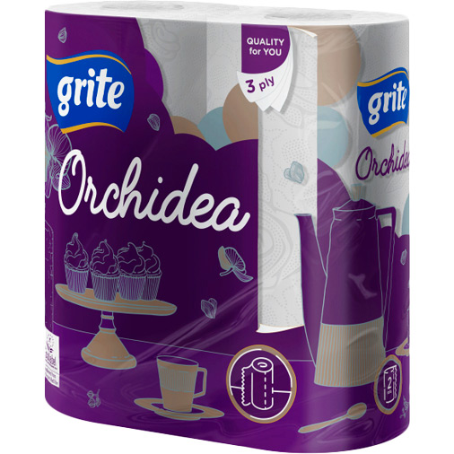 Паперові рушники GRITE Orchidea 3 шари 2 рулони (4770023348415)