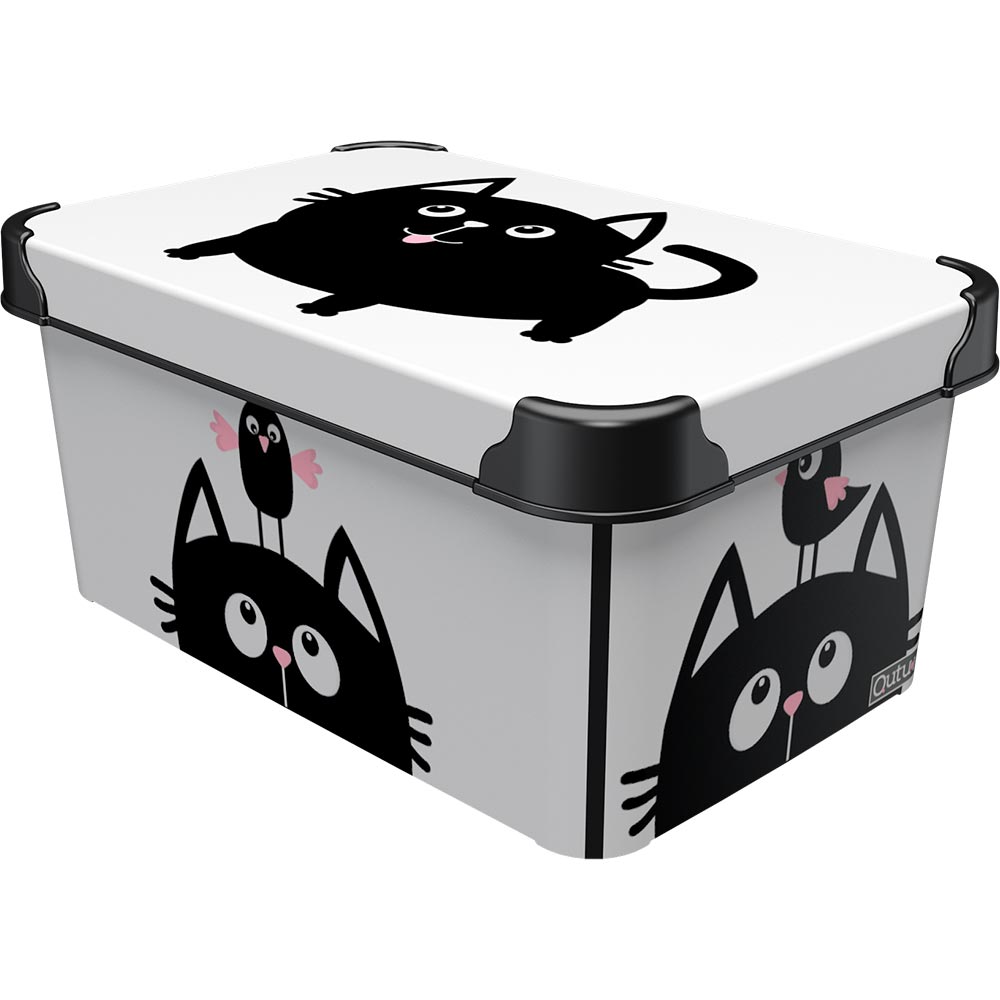 Контейнер для зберігання QUTU STYLE BOX із кришкою MEOW BLACK 5 л