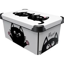 Контейнер для хранения QUTU STYLE BOX с крышкой MEOW BLACK 10 л