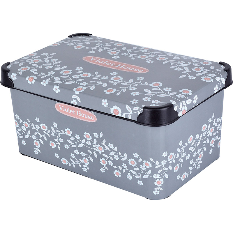 Контейнер VIOLET HOUSE DECOR 0647 ANTRACITE FLOWERS 10 л Тип органайзер