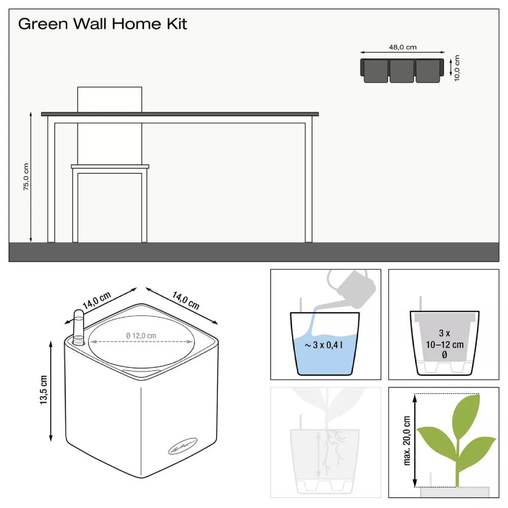 Фото 3 Комплект вазонов LECHUZA Green Wall Home Kit Color Белый (13398