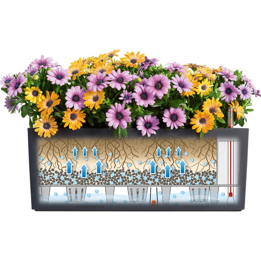 Вазон LECHUZA BALCONERA Color 50 Sand Brown (15696) Додатково Місткість для води: 3 л. Об'єм для рослин: 8 л. Система автополиву. Дренаж у комплекті. Знімний внутрішній горщик. Якісний пластик.