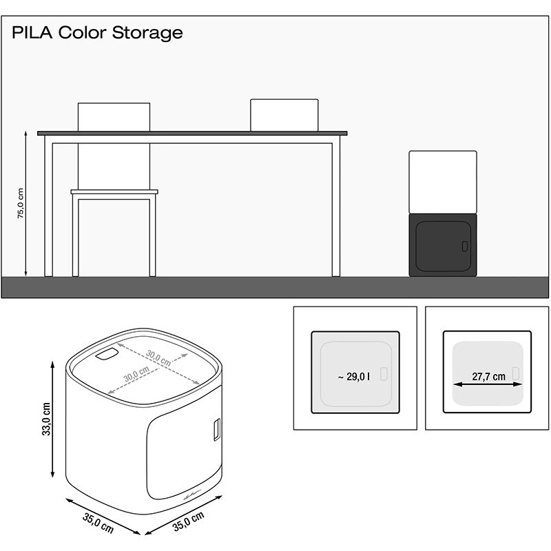 Бокс для сохранения LECHUZA PILA Color Storage Turquoise (4008789159212) Материал пластик