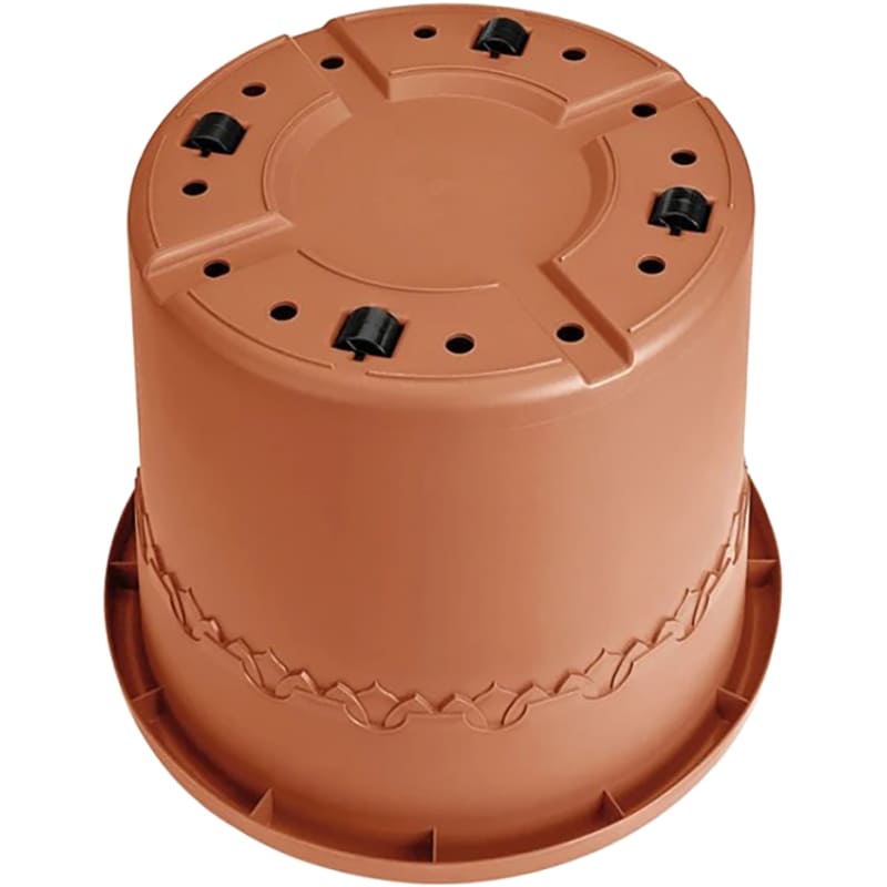 Вазон ELHO Algarve Cilindro 40 см Terracotta (529208) Додатково Об'єм: 27 л; Вага: 934 гр; Дренажні отвори; Ударовпорядний; Морозостійка; Декоративний квітковий Орнамент; Зручні колеса