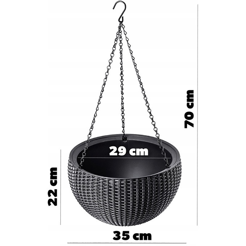 Покупка Горшок для растений KETER Rattan hanging sphere Grey