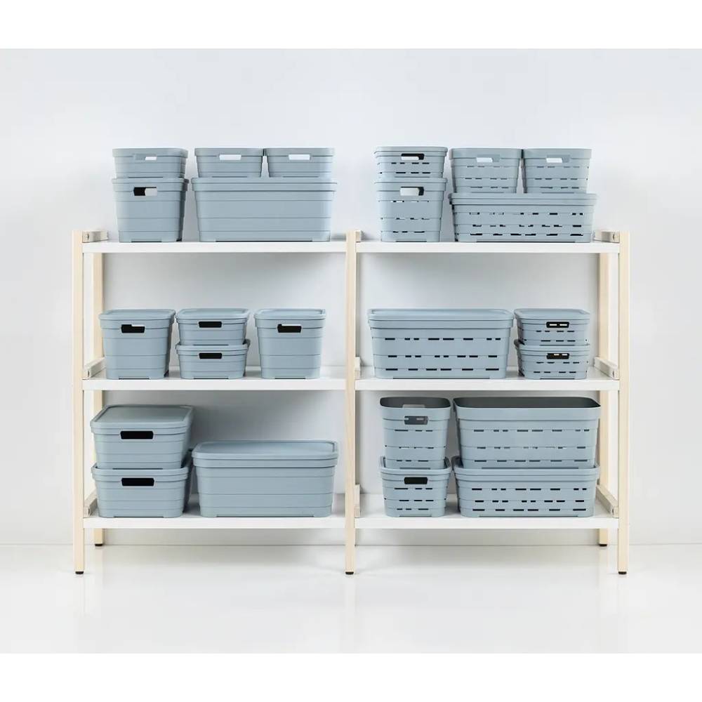 Корзина IDEA HOME Pyramid с крышкой 10.8л Blue-Gray (00643 Blue) Материал пластик