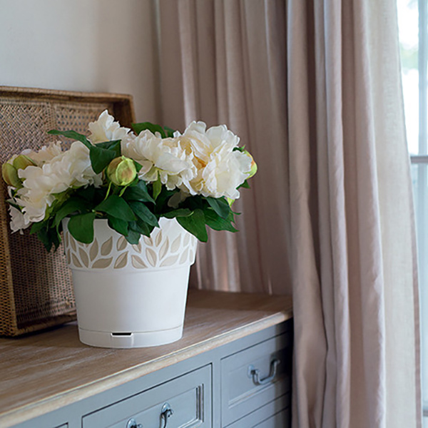 Вазон STEFANPLAST Opera Cloe 30 x 29 см Grey/White (94167) Дополнительно объем грунта: 11.8 л; резервуар для автополива