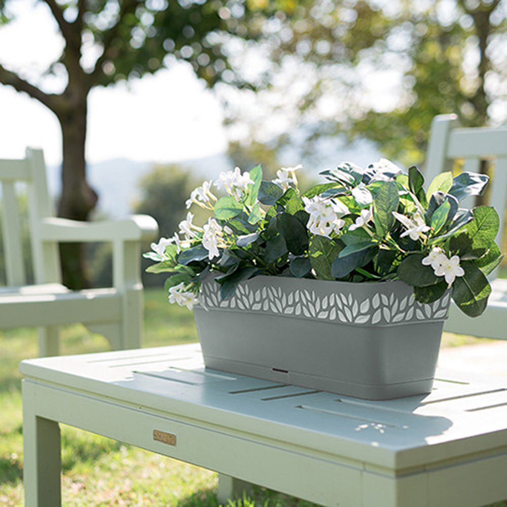 Вазон STEFANPLAST OPERA Cloe 30x13x12см Gray/white (94379) Матеріал пластик