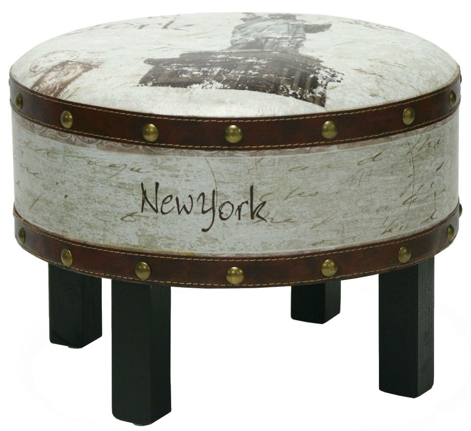 Пуф HOME4YOU NEW YORK D41xH31cm, wood/leather (70225)