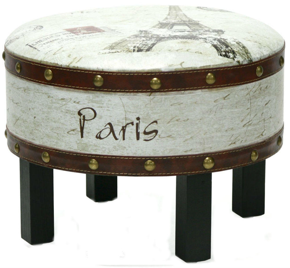 Пуф HOME4YOU PARIS D41xH31cm, wood/leather (70226)