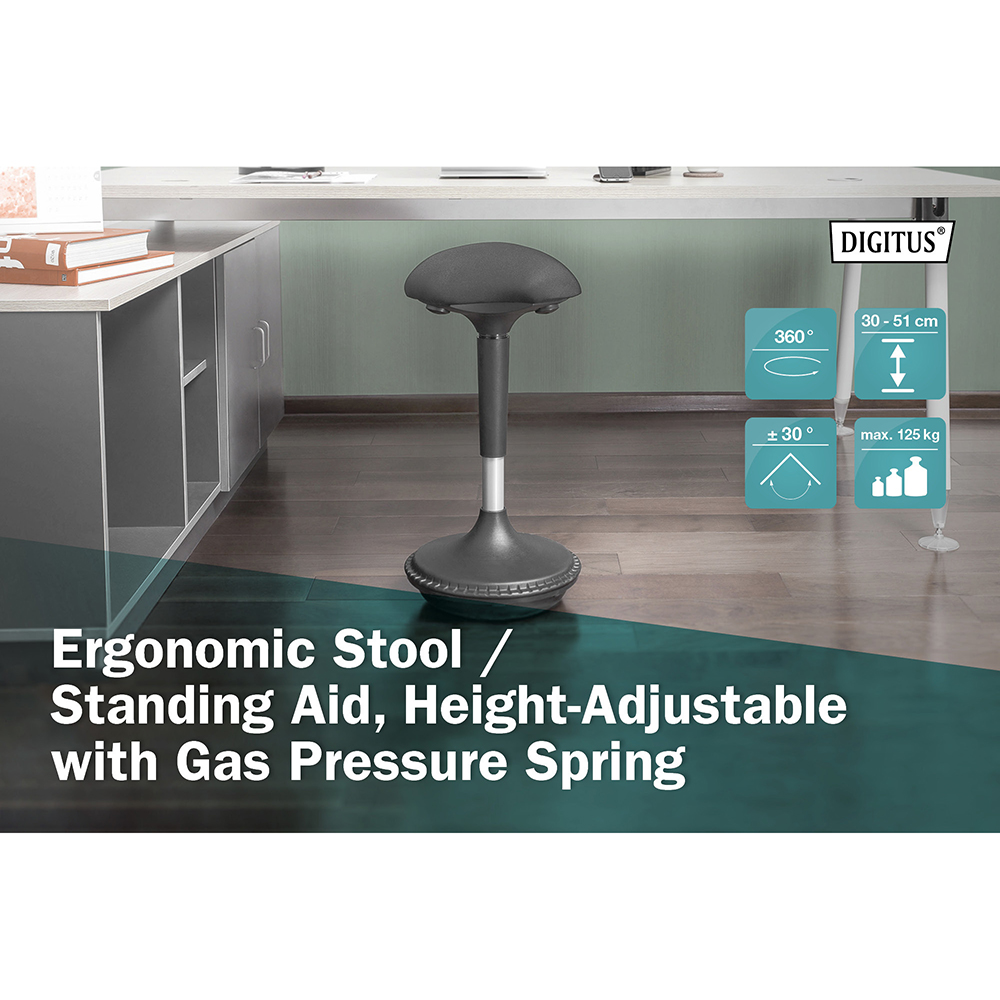 Фото Стілець DIGITUS Ergonomic Standing Chair (DA-90422)