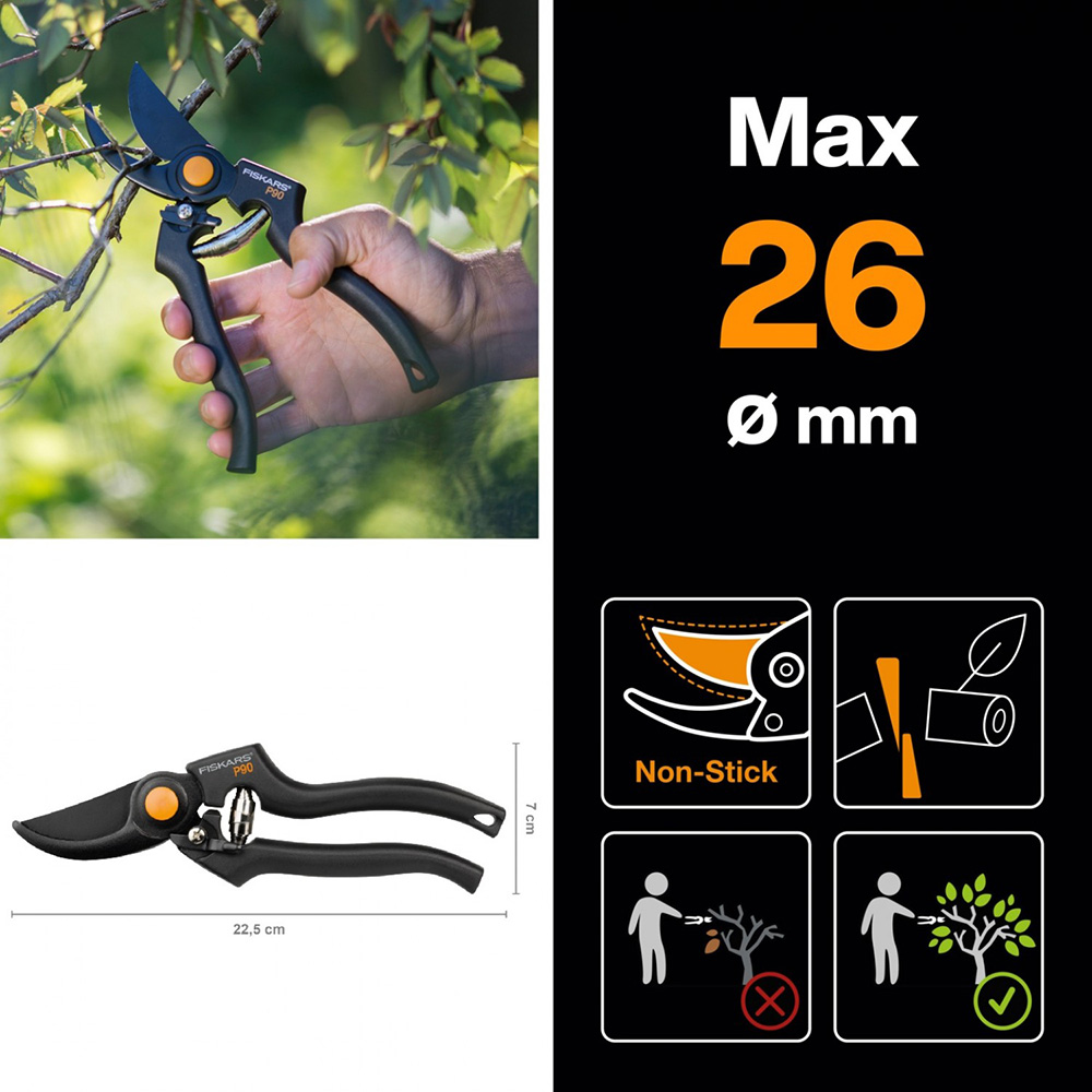 Секатор FISKARS Pro P90 Bypass (1001530) Діаметр різу 26