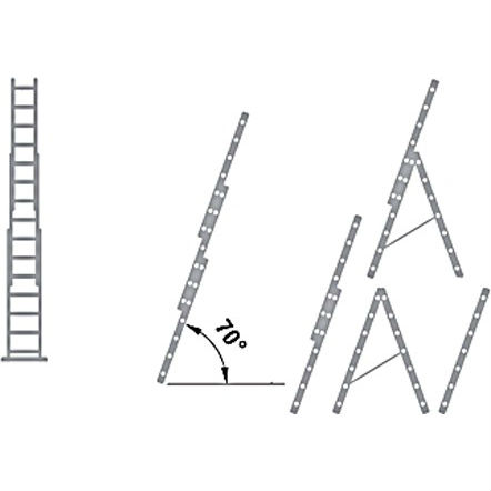 Универсальная лестница ITOSS 7611 (3х11) Конструкция комбинированная (трансформер)